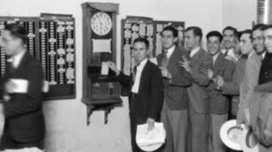 old photo of men voting