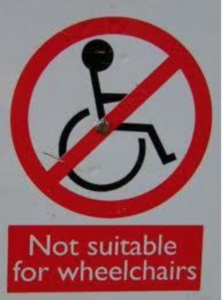 not suitable for wheelchairs sign