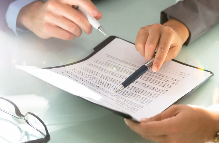 lawyer and client are reviewing documents
