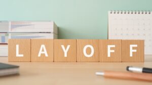 Wooden blocks with LayOff text of concept