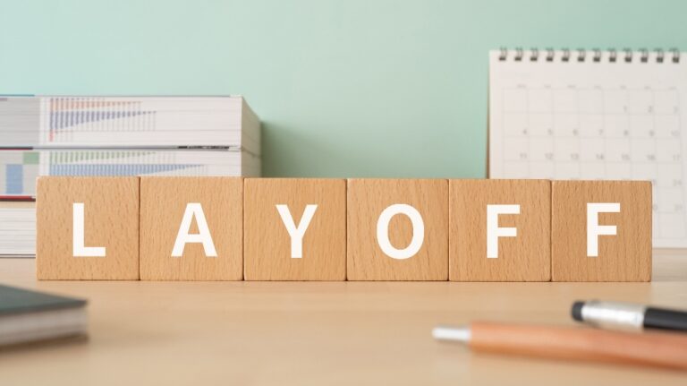 Wooden blocks with LayOff text of concept